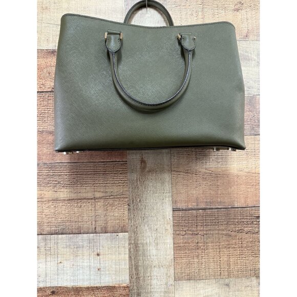 Michael Kors Savannah Large Leather Satchel Purse Green - Picture 4 of 16